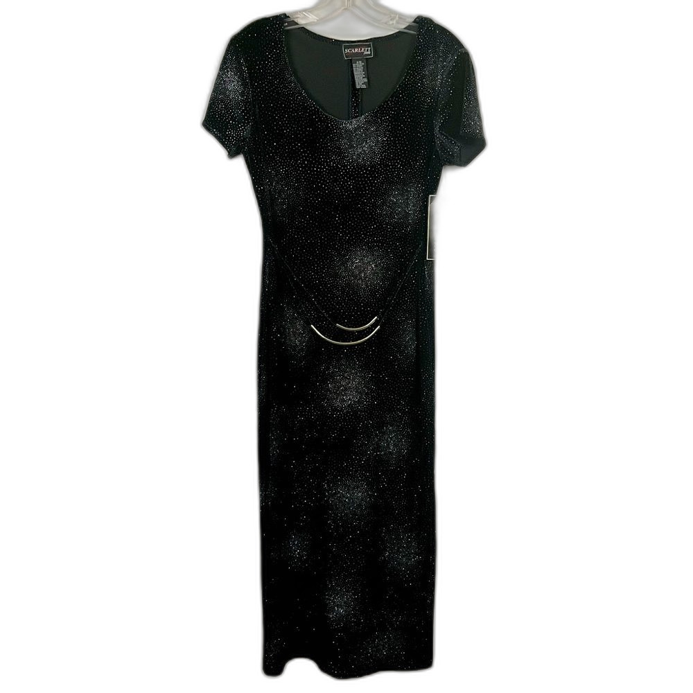 NWT Scarlett 2000 Junior Black Bedazzled Maxi Dress Size 9/10